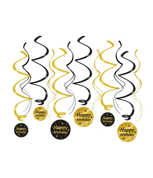 Black/Gold Classy Party Swirls en Ballonnen