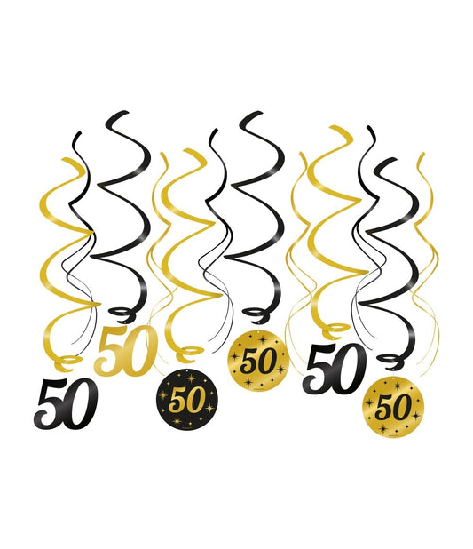 Classy Party Swirls Zwart Goud 50 stuks