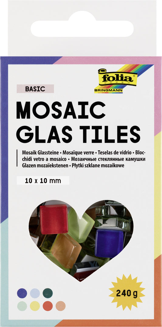 Folia mozaieksteentjes 10x10mm glas assorti