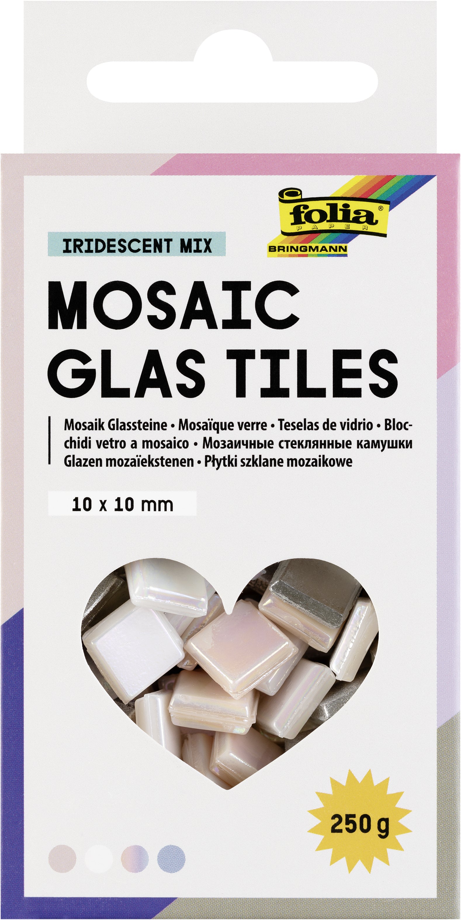 Folia iriserende mozaieksteentjes 10x10mm glas