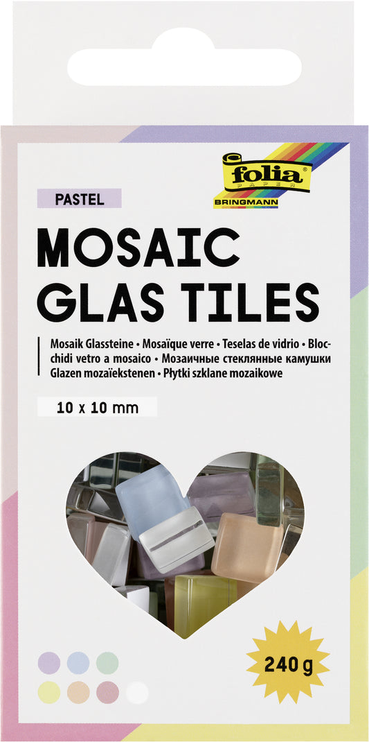 Folia pastel assorti mozaieksteentjes 10x10mm glas