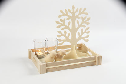 Houten boom decoratie 30x21,5 cm creatief project - 2