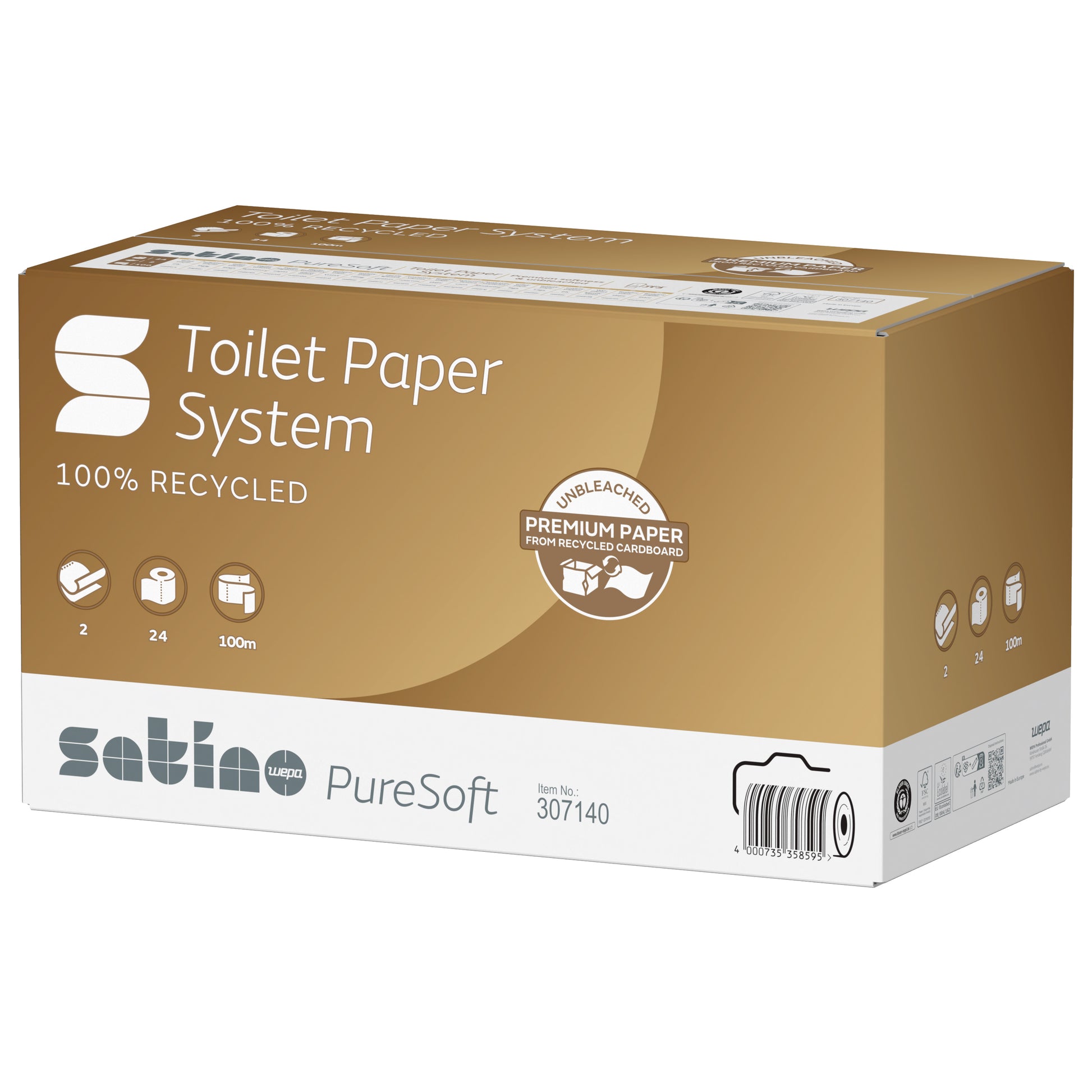 Satino JT3 systeemtoiletpapier, 2-laags, 100m, 724 vel