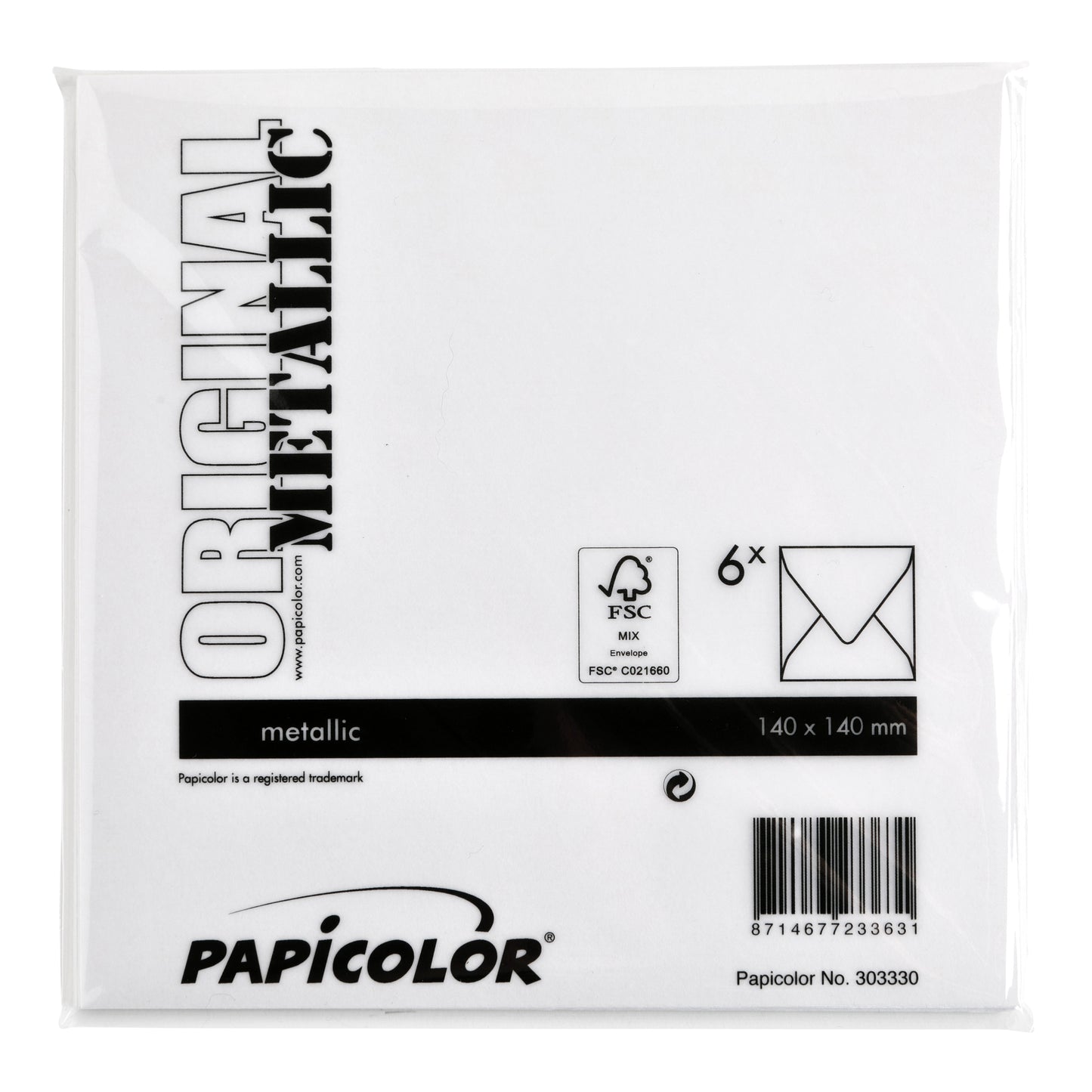 Envelop Papicolor 140x140mm metallic parelwit - 3