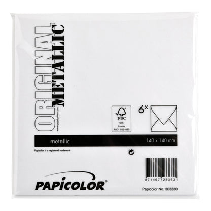 Envelop Papicolor 140x140mm metallic parelwit - 3