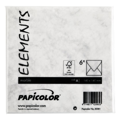 Papicolor 140x140mm marble grijs Envelop - 3