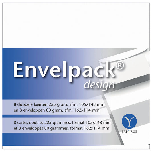 Dubbele kaart Papyrus Envelpack C6 114x162mm, wit, 225g/m²