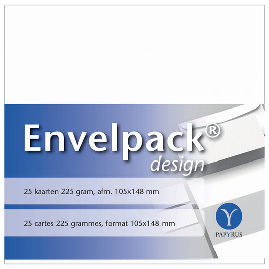 Enkele luxe envelop A6 105x148mm, wit, 225g/m², verpakt in hersluitbare zakjes