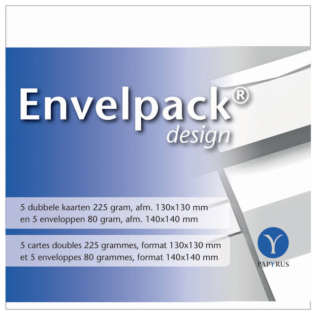 Vierkante dubbele kaart Papyrus Envelpack 140x140mm, wit, 225g/m²