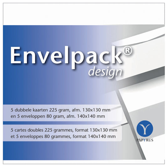 Vierkante dubbele kaart Papyrus Envelpack 140x140mm, wit, 225g/m²