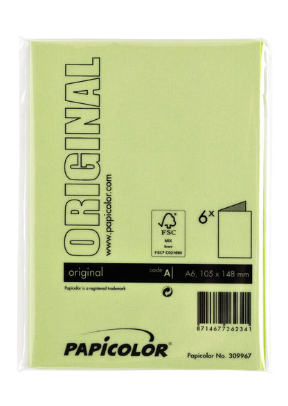 Dubbele correspondentiekaart A6 appelgroen, 105x148mm, 210g, pak 6 - 3