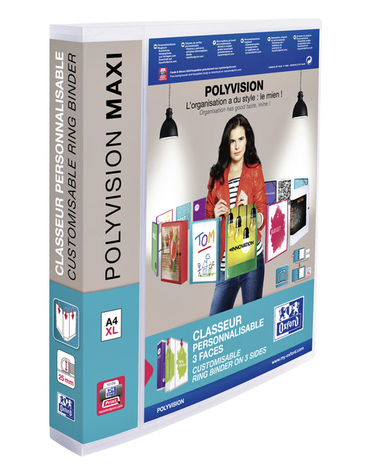 Oxford Polyvision Max A4 XL 4-rings Transparante Kunststof Map