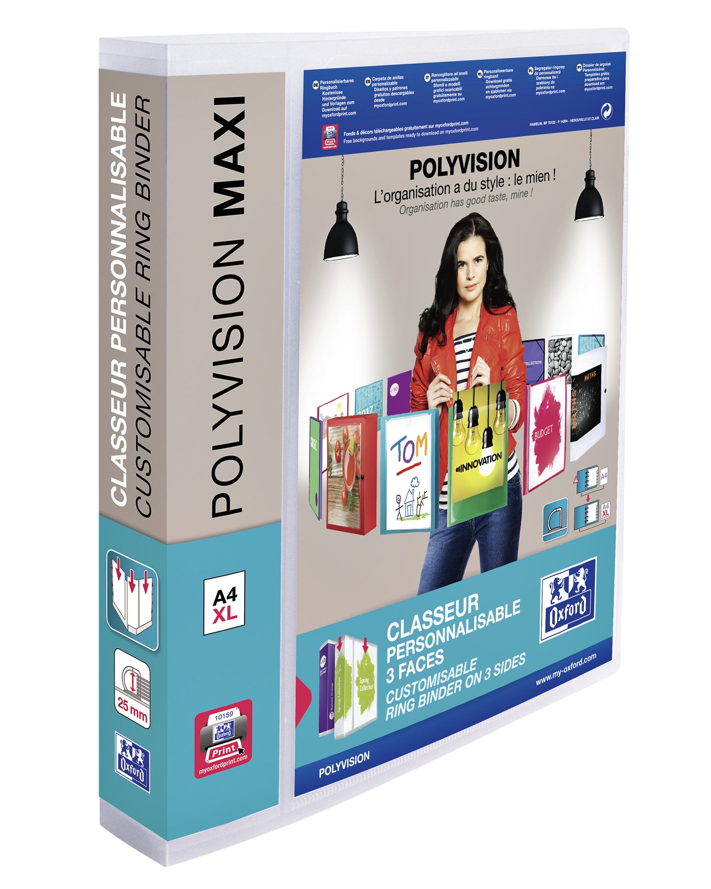 Oxford Polyvision A4 4-Rings Maxie Ringband 30mm Transparant