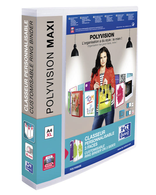 Oxford Polyvision A4 4-Rings Maxie Ringband 30mm Transparant