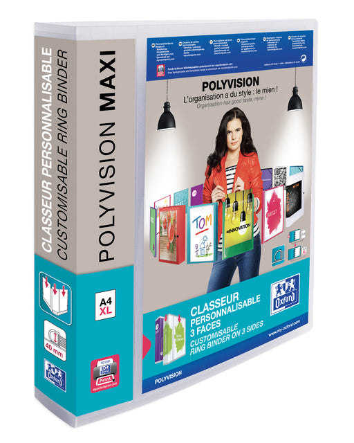 Oxford Polyvision Max A4 XL 4-rings Transparante Map 40mm