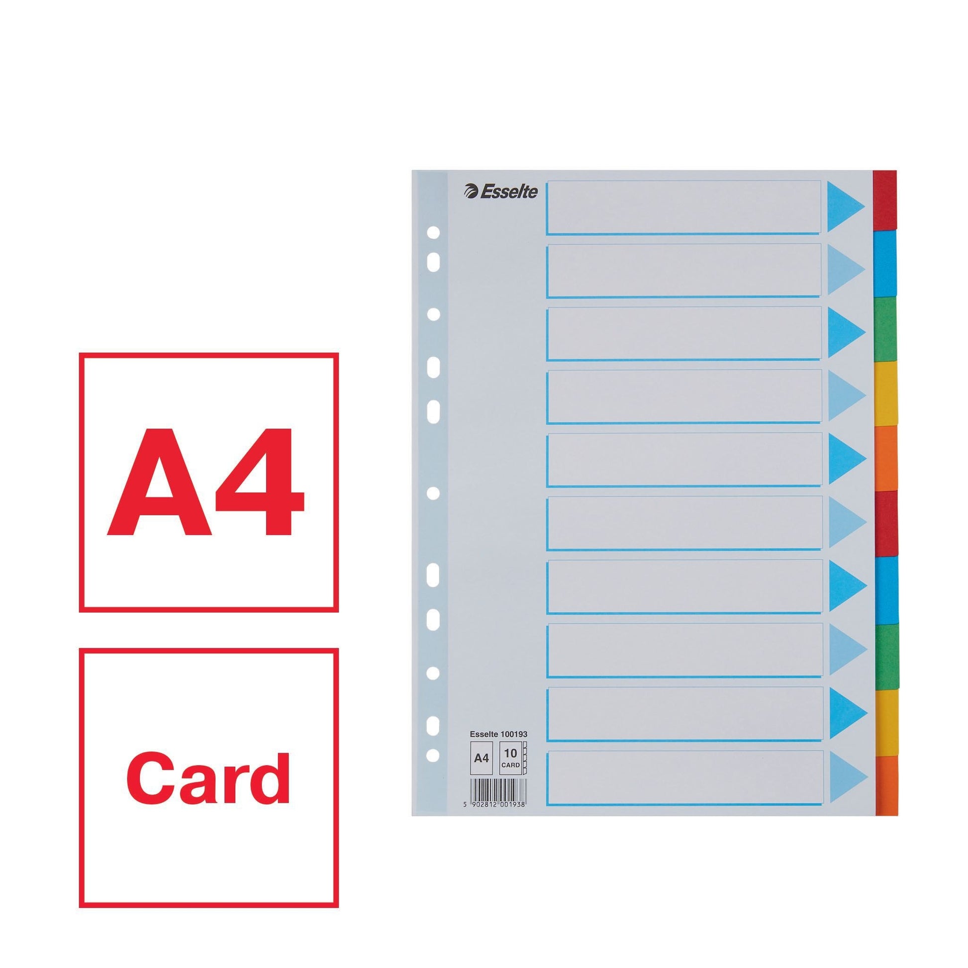Esselte stand A4 gekleurde kartonnen tabbladen, 10-delig - 3
