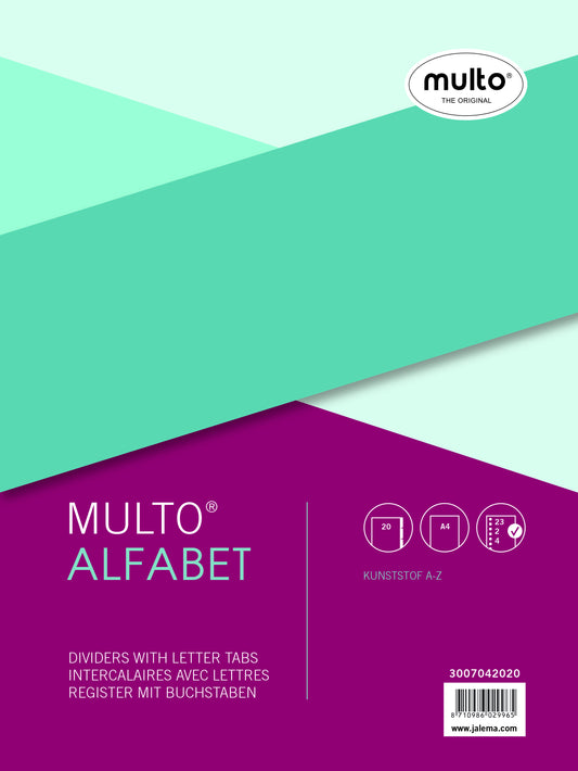 Multo 7042020 A4 23-rings PP tabbladen, 12-delig, grijs