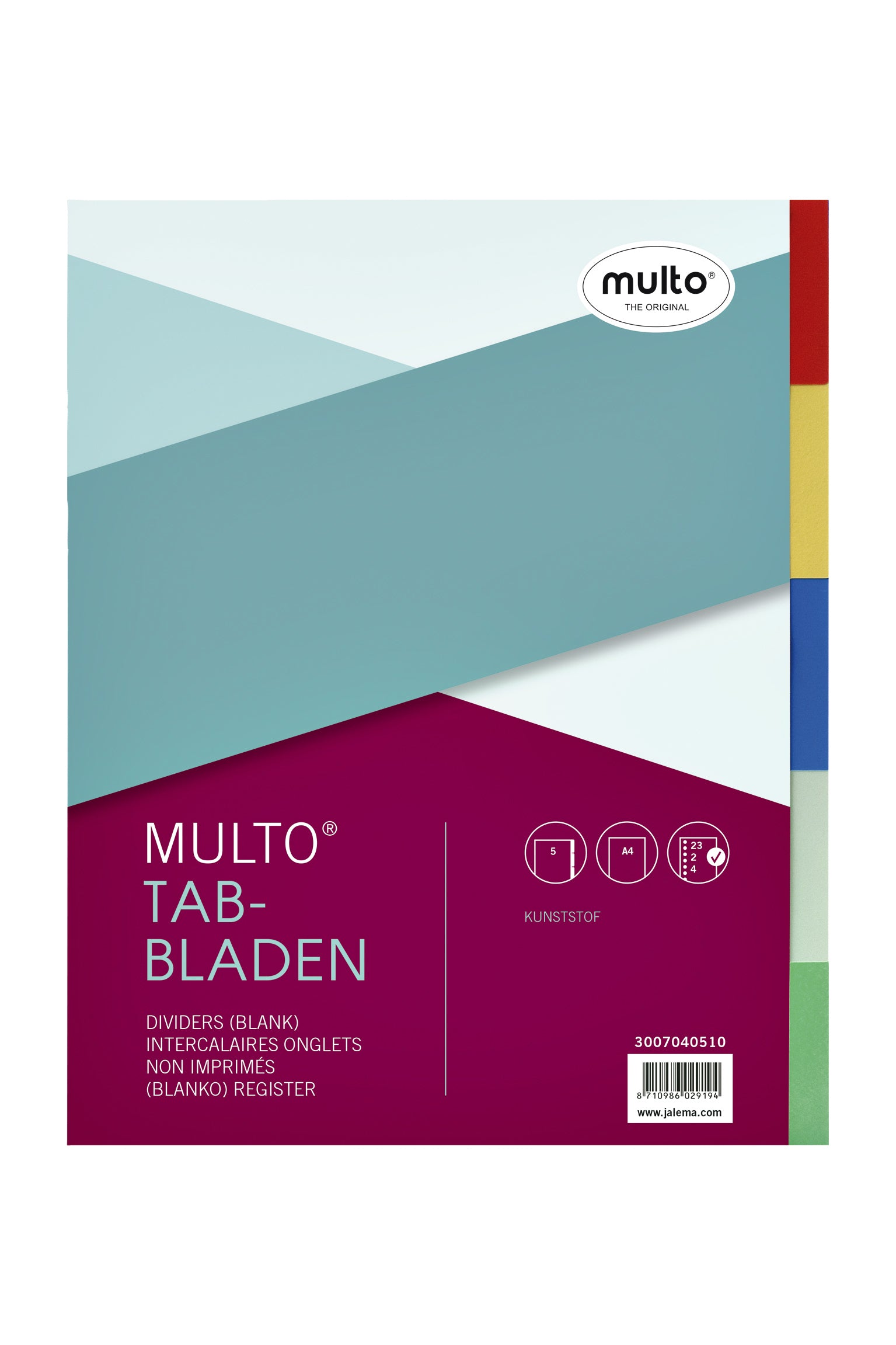 Multo 23-rings PP Tabbladen A4 5-delig met cijfers en grijze kaft
