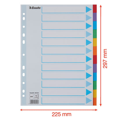 Esselte Stand A4 12-dlg karton gekleurd - 2
