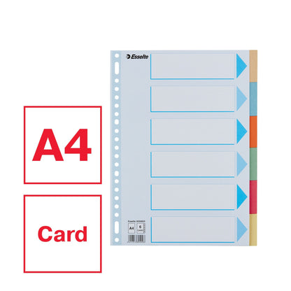 Tabbladen Esselte Premium A4 6-delig karton gekleurd - 3