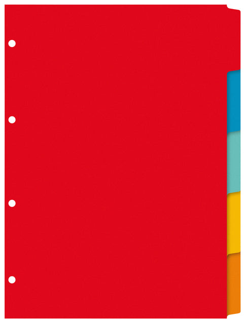 Recycled kartonnen tabbladen PE405 A4 4-rings 5-delig in assorti kleuren