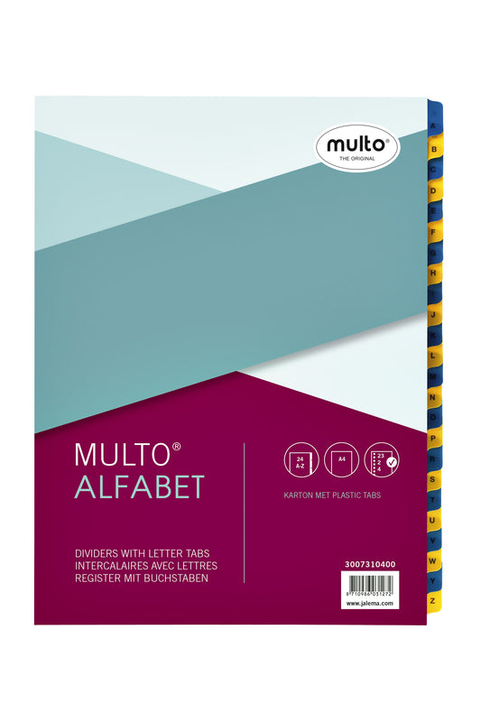 Multo A4 23-rings kartonnen tabbladen A-Z chamois 10-delig