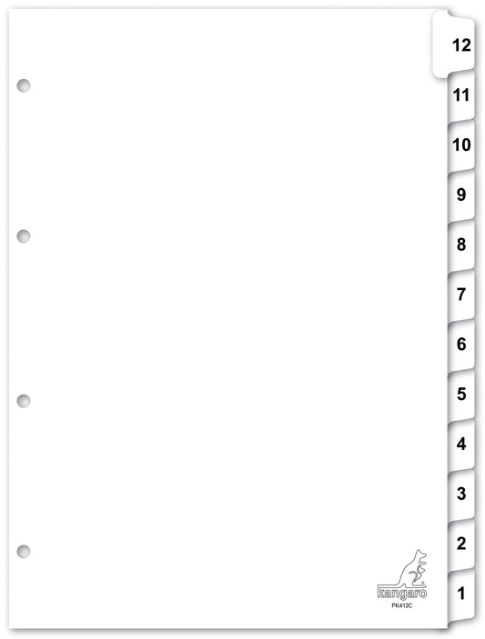 Kangaro PK412C A4 4R 12-dlg gekleurde index tabbladen - 2