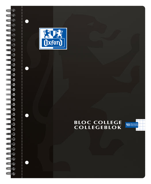 Oxford A4+ collegeblok gelijnd 180 pagina's 80g, zwart