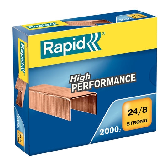 Rapid 24/8 koperen coating nietjes, 2.000 stuks, 8 mm