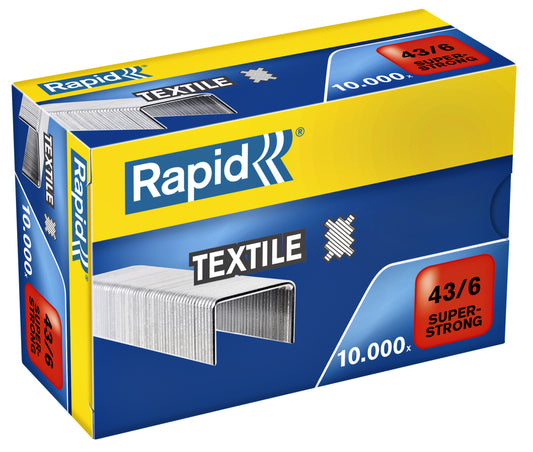Rapid 43/6 textiel nietjes, 10.000 stuks, 6 mm