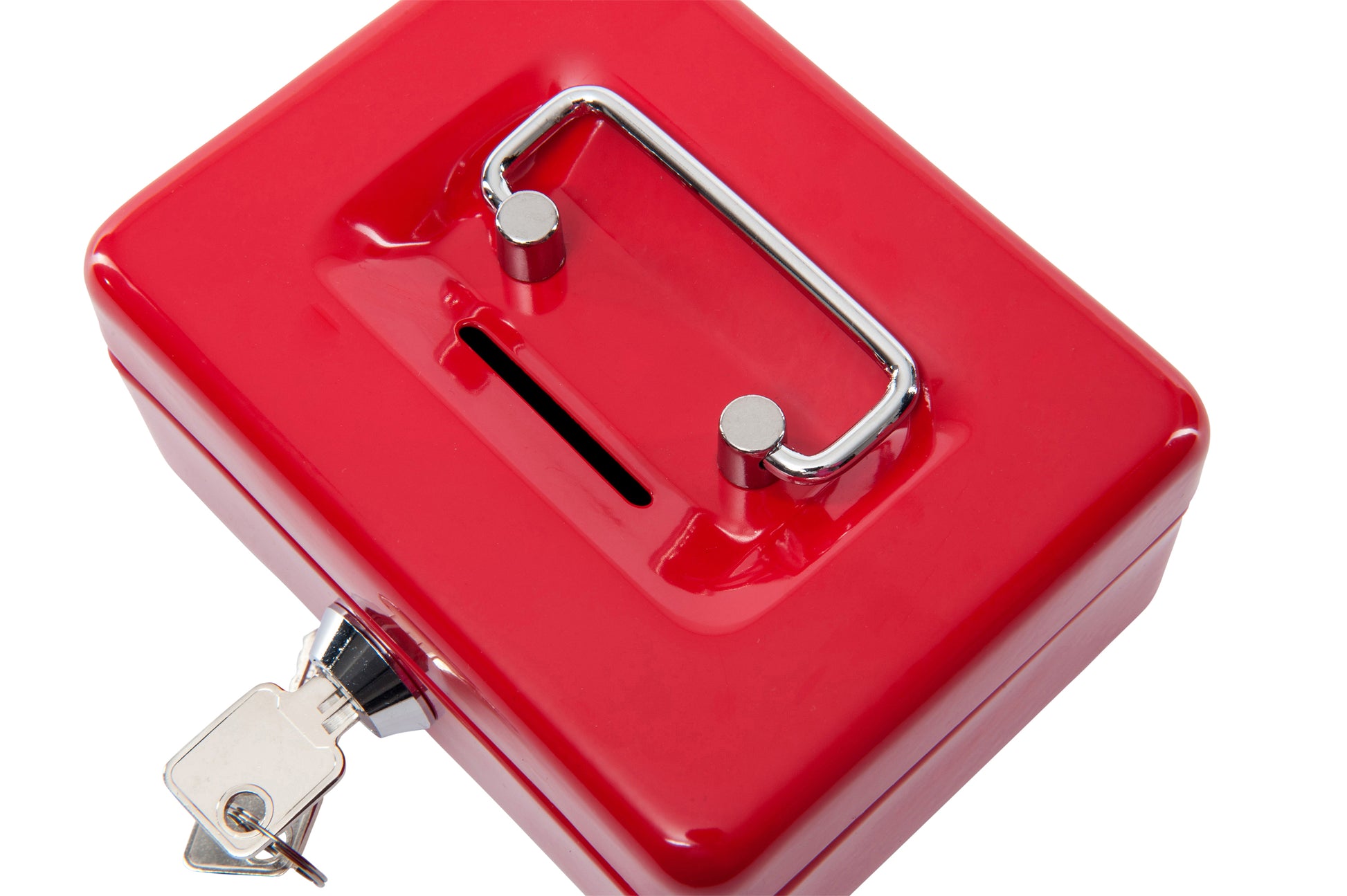 Geldkist Maul 125x95x60 mm met Muntengleuf en Cilinderslot, Rood