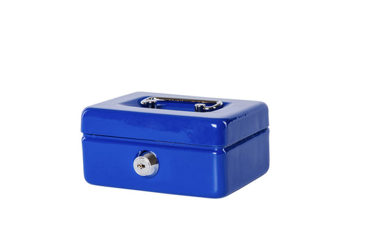 Geldkist Maul 125x95x60 mm met Muntengleuf en Cilinderslot, Blauw