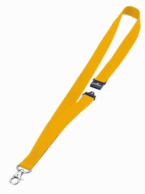 Sleutelkoord Durable Keycord Geel 44cm met Veiligheidssluiting en Karabijnhaak