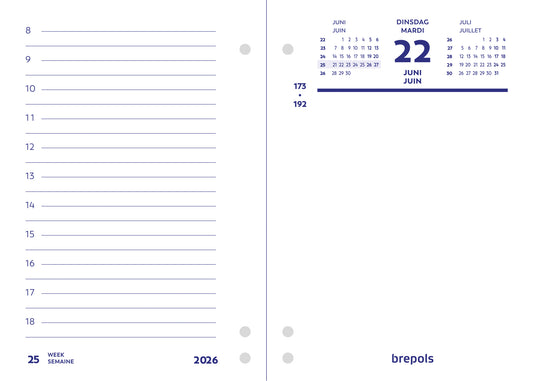 Omlegblok 2025 Brepols met universele ponsing voor agenda's