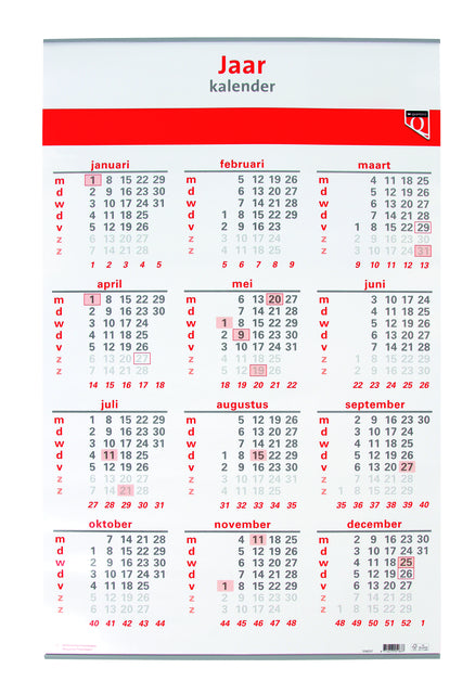 Jaarkalender 2025, 69x43 cm, jaaroverzicht met weeknummers