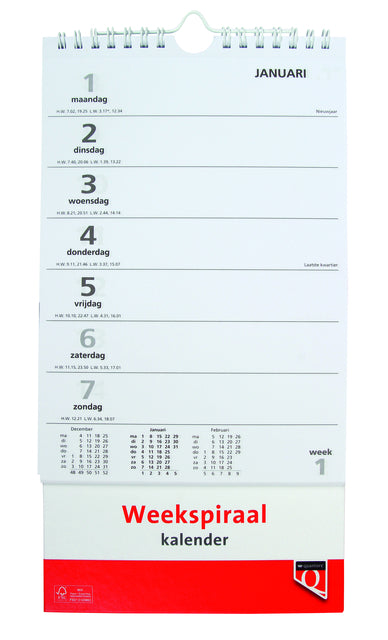 Weekspiraalkalender 2025 Quantore met Notities