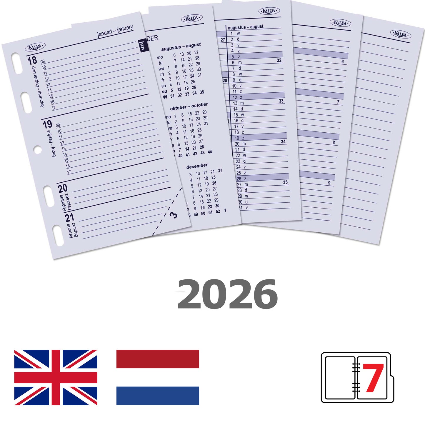 Agendavulling 2025 Kalpa Mini 7 dagen/2 pagina's - 2