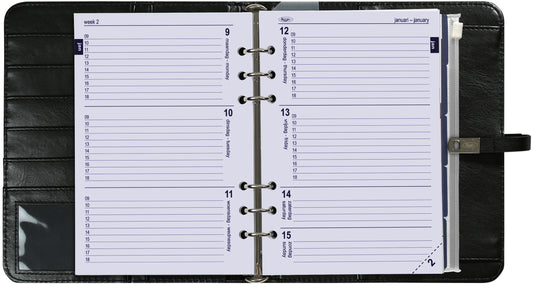 Kalpa A5 6-Ring Binder Planner Organizer 2023-2024 zwart