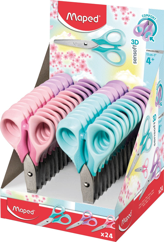 Maped Sensoft 24 pastel gekleurde scharen van 13cm met ergonomische ringen