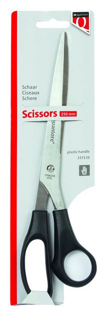 Quantore 250mm roestvrij stalen schaar met plastic handvat zwart - 2