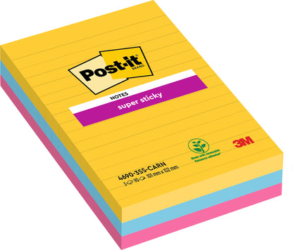 Memoblok Post-it Super Sticky 4690 102x152mm Rio