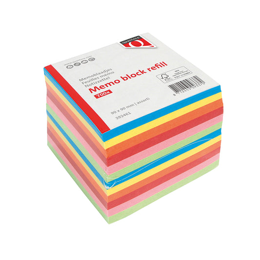 Losbladig memoblok Quantore, 90x90mm, 700 vel, assorti