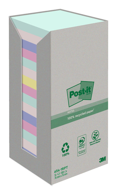 Post-it Recycled Rainbow Notities 76x76mm