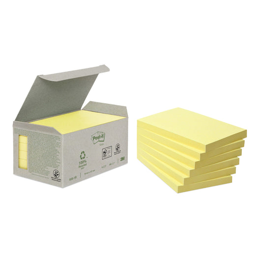 Post-it 655 Recycled, 76x127mm, Geel, 6x100 vel