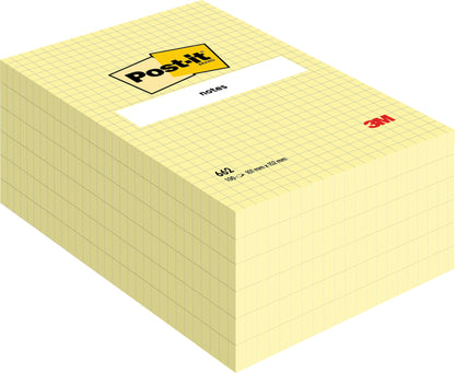 Memoblok Post-it® Ruit 102x152mm geel, bevestigbaar