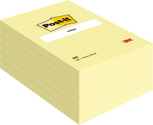 Memoblok Post-it® Ruit 102x152mm geel, bevestigbaar