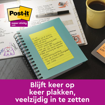 Memoblok Post-it® Ruit 102x152mm geel, bevestigbaar - 3