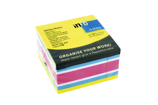 Memoblok Info Notes Kubus 75x75mm 450 Vel Neon Assorti
