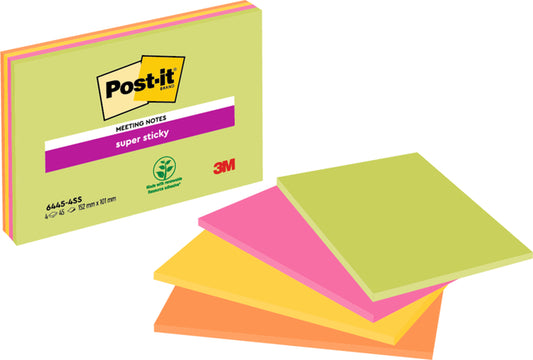 Memoblok Post-it 6445SS 152x101mm Neon Kleuren