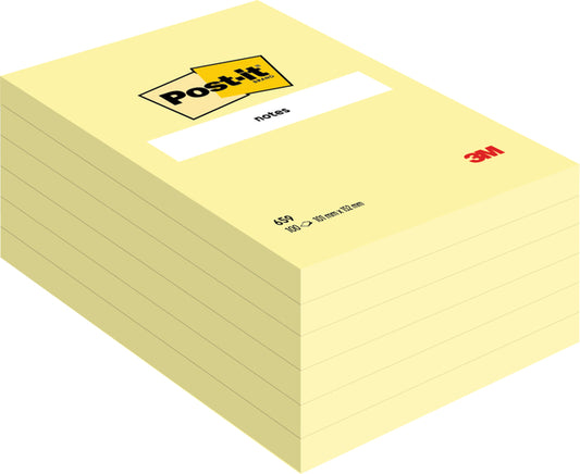 Memoblok Post-it 659 102x152mm Geel